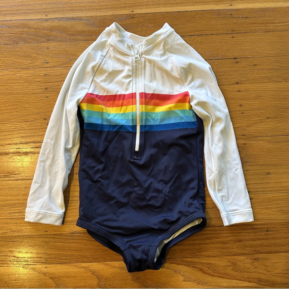 Hanna Andersson Navy and Rainbow Rashguard